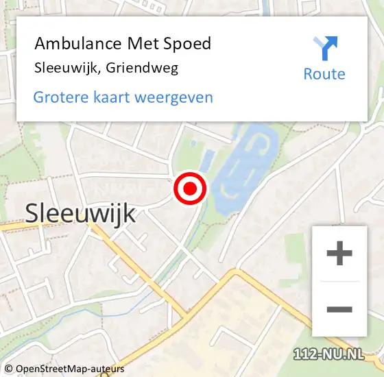 Locatie op kaart van de 112 melding: Ambulance Met Spoed Naar Sleeuwijk, Griendweg op 1 oktober 2017 00:16