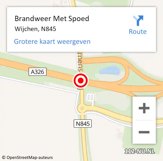 Locatie op kaart van de 112 melding: Brandweer Met Spoed Naar Wijchen, N845 op 1 oktober 2017 02:20