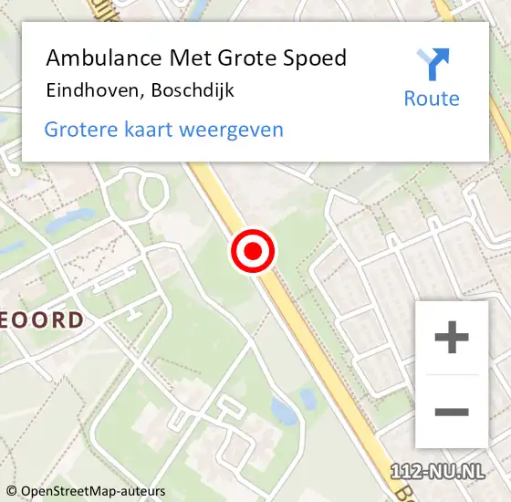 Locatie op kaart van de 112 melding: Ambulance Met Grote Spoed Naar Eindhoven, Boschdijk op 1 oktober 2017 06:12