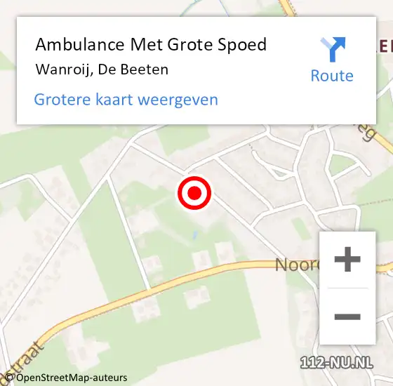 Locatie op kaart van de 112 melding: Ambulance Met Grote Spoed Naar Wanroij, De Beeten op 1 oktober 2017 06:24