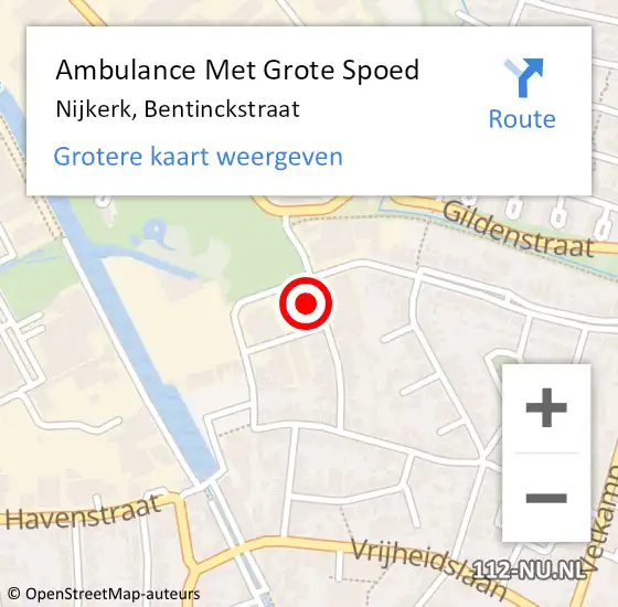 Locatie op kaart van de 112 melding: Ambulance Met Grote Spoed Naar Nijkerk, Bentinckstraat op 1 oktober 2017 09:11
