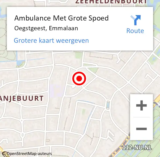 Locatie op kaart van de 112 melding: Ambulance Met Grote Spoed Naar Oegstgeest, Emmalaan op 1 oktober 2017 10:58