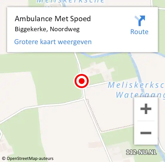 Locatie op kaart van de 112 melding: Ambulance Met Spoed Naar Biggekerke, Noordweg op 1 oktober 2017 12:27