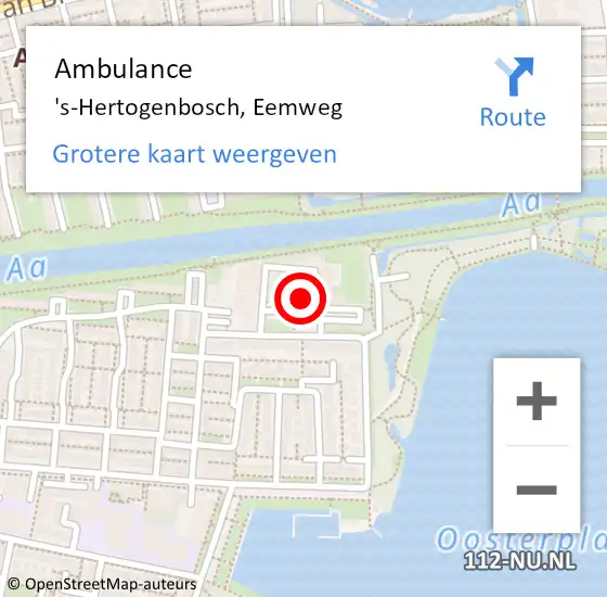 Locatie op kaart van de 112 melding: Ambulance 's-Hertogenbosch, Eemweg op 1 oktober 2017 15:02