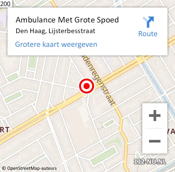 Locatie op kaart van de 112 melding: Ambulance Met Grote Spoed Naar Den Haag, Lijsterbesstraat op 1 oktober 2017 23:22