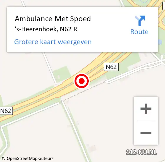 Locatie op kaart van de 112 melding: Ambulance Met Spoed Naar 's-Heerenhoek, N62 R op 2 oktober 2017 07:12