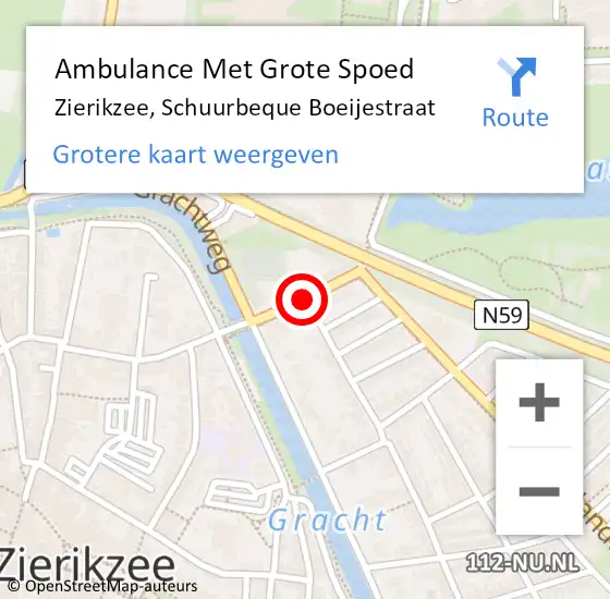 Locatie op kaart van de 112 melding: Ambulance Met Grote Spoed Naar Zierikzee, Schuurbeque Boeijestraat op 2 oktober 2017 08:49