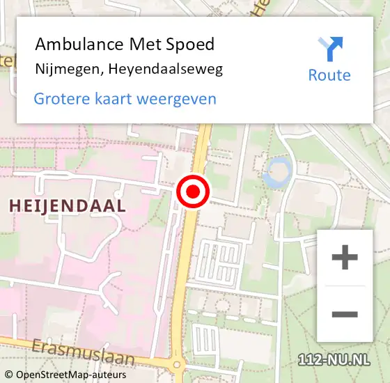 Locatie op kaart van de 112 melding: Ambulance Met Spoed Naar Nijmegen, Heyendaalseweg op 2 oktober 2017 09:33