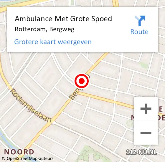 Locatie op kaart van de 112 melding: Ambulance Met Grote Spoed Naar Rotterdam, Grindweg op 2 oktober 2017 10:14