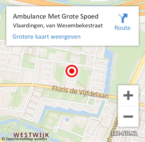 Locatie op kaart van de 112 melding: Ambulance Met Grote Spoed Naar Vlaardingen, van Wesembekestraat op 2 oktober 2017 10:57