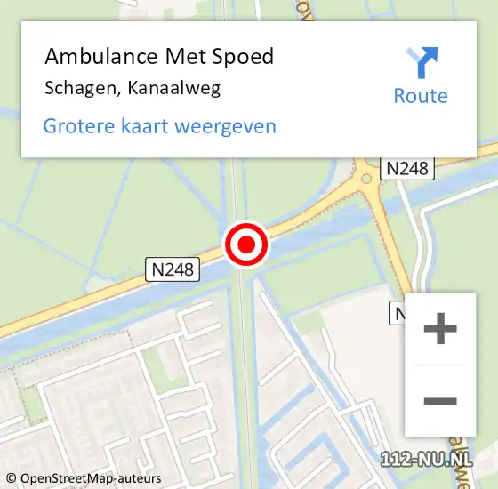 Locatie op kaart van de 112 melding: Ambulance Met Spoed Naar Schagen, Kanaalweg op 2 oktober 2017 17:39