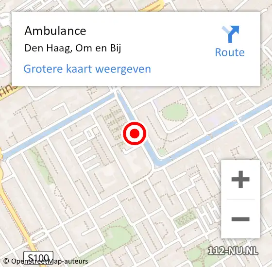 Locatie op kaart van de 112 melding: Ambulance Den Haag, Om en Bij op 2 oktober 2017 19:50