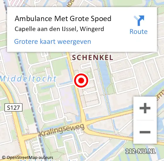 Locatie op kaart van de 112 melding: Ambulance Met Grote Spoed Naar Capelle aan den IJssel, Wingerd op 2 oktober 2017 22:59