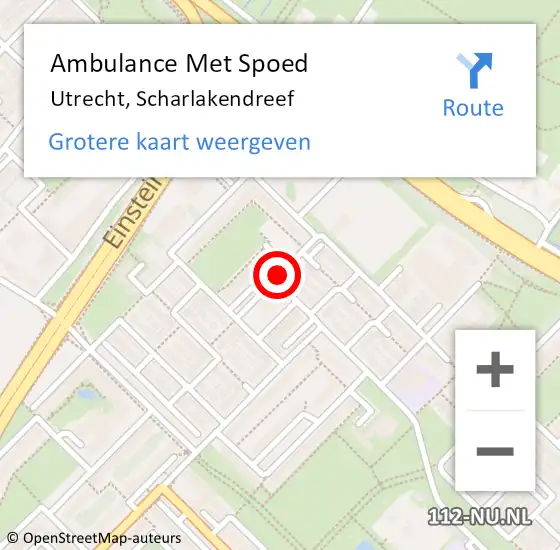 Locatie op kaart van de 112 melding: Ambulance Met Spoed Naar Utrecht, Scharlakendreef op 3 oktober 2017 00:07