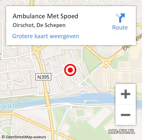 Locatie op kaart van de 112 melding: Ambulance Met Spoed Naar Oirschot, De Schepen op 3 oktober 2017 02:06