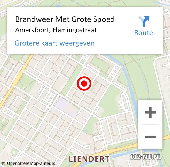 Locatie op kaart van de 112 melding: Brandweer Met Grote Spoed Naar Amersfoort, Flamingostraat op 3 oktober 2017 08:03