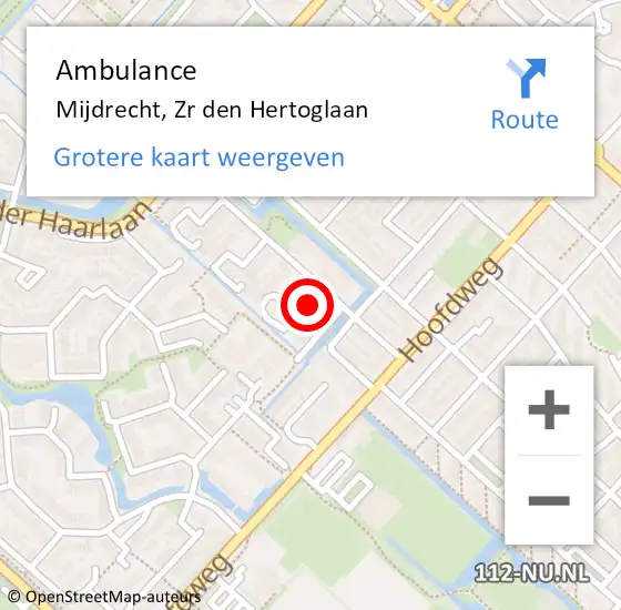 Locatie op kaart van de 112 melding: Ambulance Mijdrecht, Zr den Hertoglaan op 3 oktober 2017 15:06