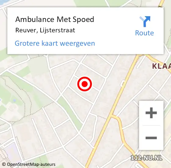 Locatie op kaart van de 112 melding: Ambulance Met Spoed Naar Reuver, Lijsterstraat op 3 oktober 2017 15:21