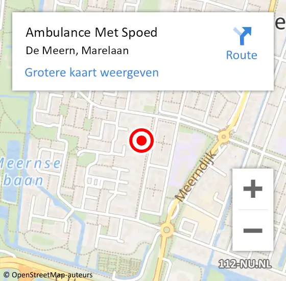 Locatie op kaart van de 112 melding: Ambulance Met Spoed Naar De Meern, Marelaan op 3 oktober 2017 21:43
