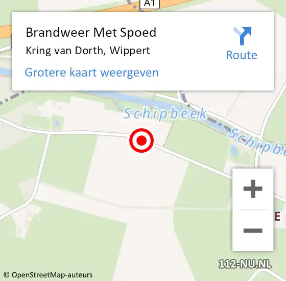 Locatie op kaart van de 112 melding: Brandweer Met Spoed Naar Kring van Dorth, Wippert op 3 oktober 2017 23:07
