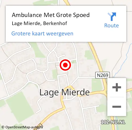Locatie op kaart van de 112 melding: Ambulance Met Grote Spoed Naar Lage Mierde, Berkenhof op 4 oktober 2017 01:30