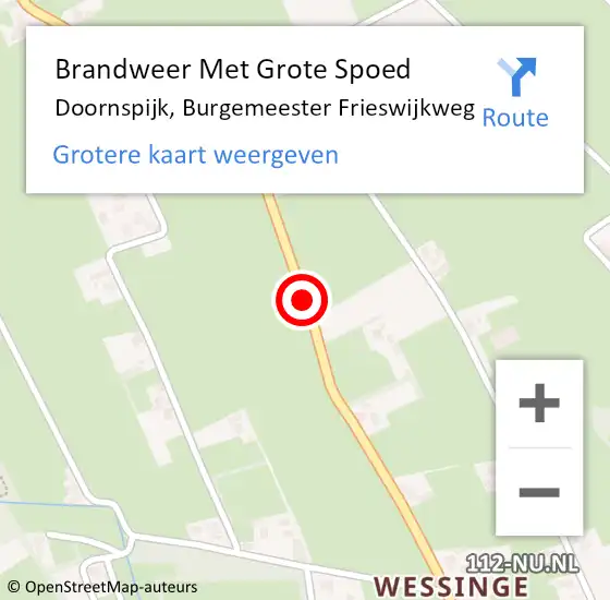 Locatie op kaart van de 112 melding: Brandweer Met Grote Spoed Naar Doornspijk, Burgemeester Frieswijkweg op 4 oktober 2017 06:48