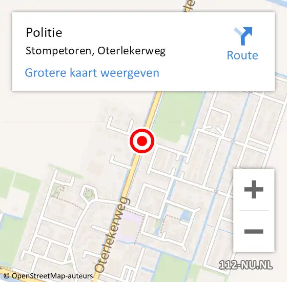 Locatie op kaart van de 112 melding: Politie Stompetoren, Oterlekerweg op 4 oktober 2017 07:17