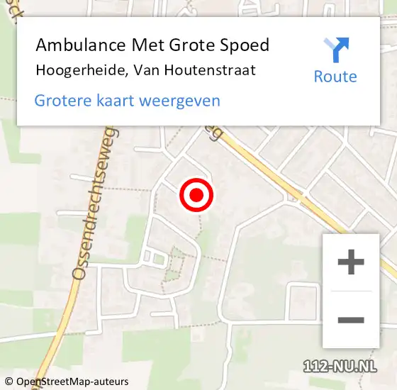 Locatie op kaart van de 112 melding: Ambulance Met Grote Spoed Naar Hoogerheide, Van Houtenstraat op 4 oktober 2017 09:42