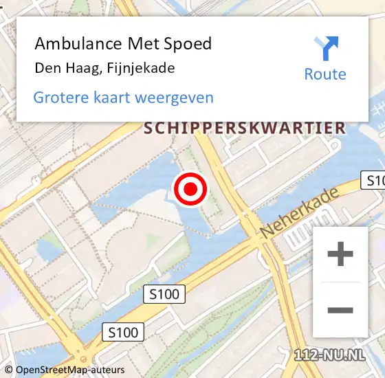 Locatie op kaart van de 112 melding: Ambulance Met Spoed Naar Den Haag, Fijnjekade op 4 oktober 2017 10:21