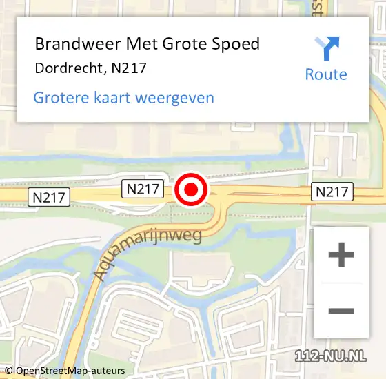 Locatie op kaart van de 112 melding: Brandweer Met Grote Spoed Naar Dordrecht, N217 op 4 oktober 2017 10:45