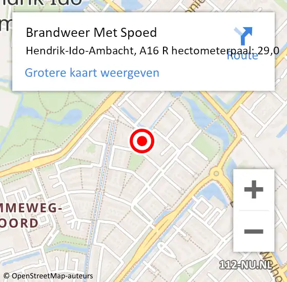Locatie op kaart van de 112 melding: Brandweer Met Spoed Naar Hendrik-Ido-Ambacht, A16 R hectometerpaal: 30,1 op 4 oktober 2017 16:43
