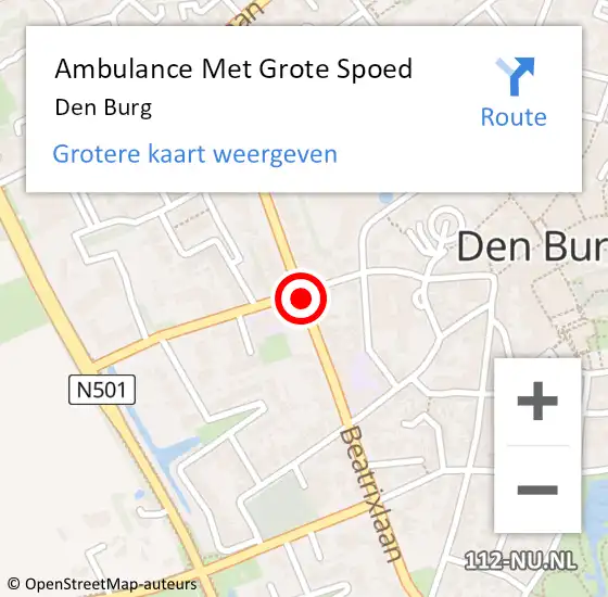 Locatie op kaart van de 112 melding: Ambulance Met Grote Spoed Naar Den Burg op 5 oktober 2017 03:26