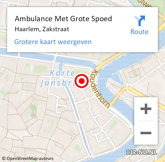 Locatie op kaart van de 112 melding: Ambulance Met Grote Spoed Naar Haarlem, Zakstraat op 5 oktober 2017 04:07