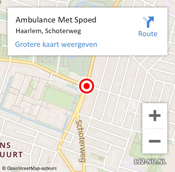 Locatie op kaart van de 112 melding: Ambulance Met Spoed Naar Haarlem, Schoterweg op 5 oktober 2017 07:22