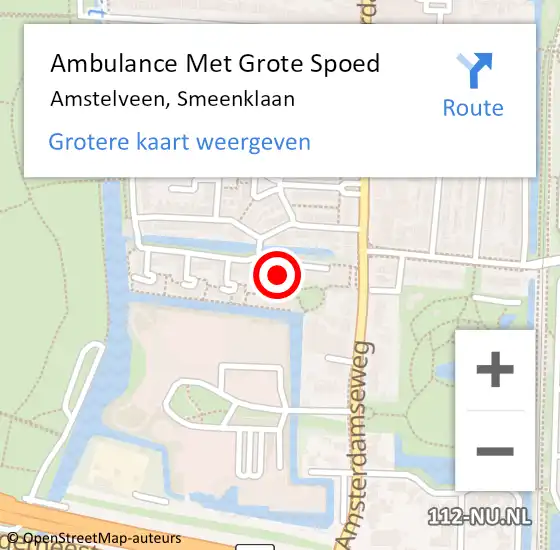 Locatie op kaart van de 112 melding: Ambulance Met Grote Spoed Naar Amstelveen, Smeenklaan op 5 oktober 2017 07:39