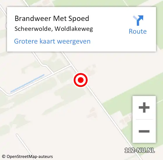 Locatie op kaart van de 112 melding: Brandweer Met Spoed Naar Scheerwolde, Woldlakeweg op 5 oktober 2017 11:00