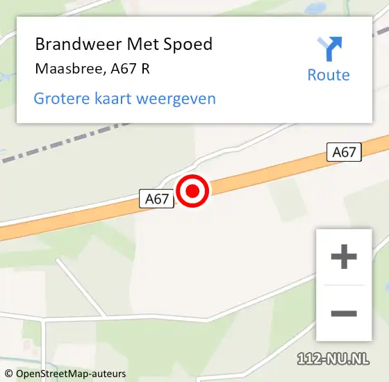 Locatie op kaart van de 112 melding: Brandweer Met Spoed Naar Maasbree, A67 R op 5 oktober 2017 11:11