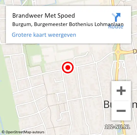Locatie op kaart van de 112 melding: Brandweer Met Spoed Naar Burgum, Burgemeester Bothenius Lohmanlaan op 5 oktober 2017 11:15