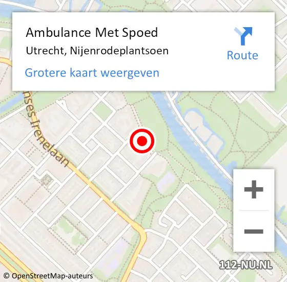 Locatie op kaart van de 112 melding: Ambulance Met Spoed Naar Utrecht, Nijenrodeplantsoen op 5 oktober 2017 14:18