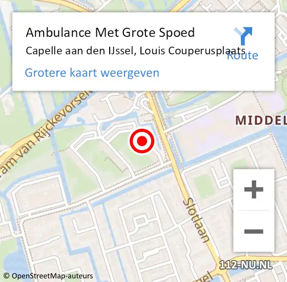 Locatie op kaart van de 112 melding: Ambulance Met Grote Spoed Naar Capelle aan den IJssel, Louis Couperusplaats op 5 oktober 2017 16:04