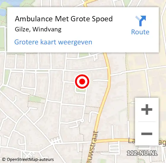Locatie op kaart van de 112 melding: Ambulance Met Grote Spoed Naar Gilze, Windvang op 5 oktober 2017 18:20