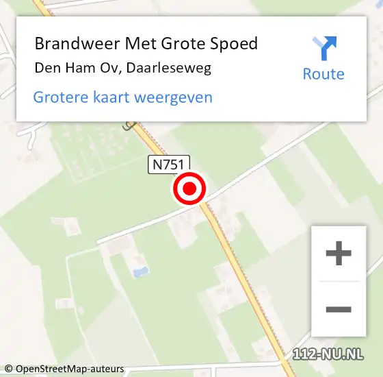 Locatie op kaart van de 112 melding: Brandweer Met Grote Spoed Naar Den Ham, Daarleseweg op 5 oktober 2017 18:47