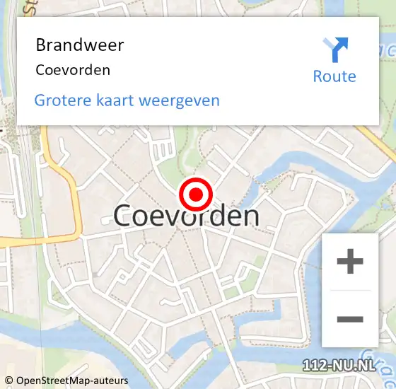 Locatie op kaart van de 112 melding: Brandweer Coevorden op 5 oktober 2017 18:49