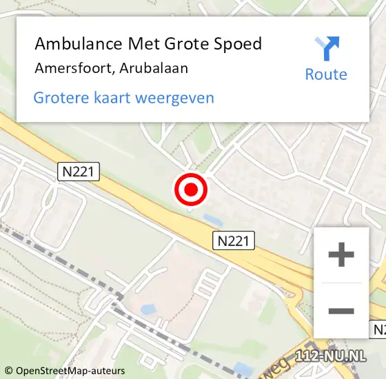 Locatie op kaart van de 112 melding: Ambulance Met Grote Spoed Naar Amersfoort, Arubalaan op 5 oktober 2017 19:25