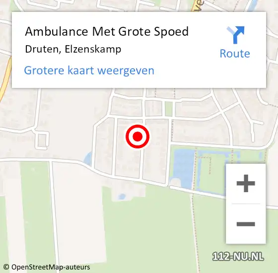 Locatie op kaart van de 112 melding: Ambulance Met Grote Spoed Naar Druten, Elzenskamp op 5 oktober 2017 19:29