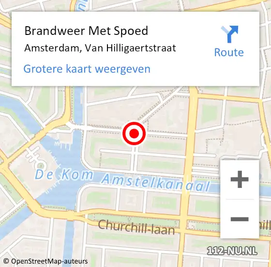 Locatie op kaart van de 112 melding: Brandweer Met Spoed Naar Amsterdam, Van Hilligaertstraat op 6 oktober 2017 12:32