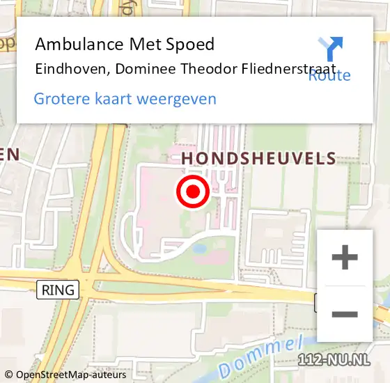 Locatie op kaart van de 112 melding: Ambulance Met Spoed Naar Eindhoven, Dominee Theodor Fliednerstraat op 6 oktober 2017 17:27