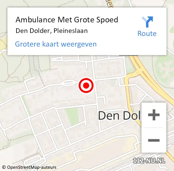 Locatie op kaart van de 112 melding: Ambulance Met Grote Spoed Naar Den Dolder, Pleineslaan op 6 oktober 2017 19:43