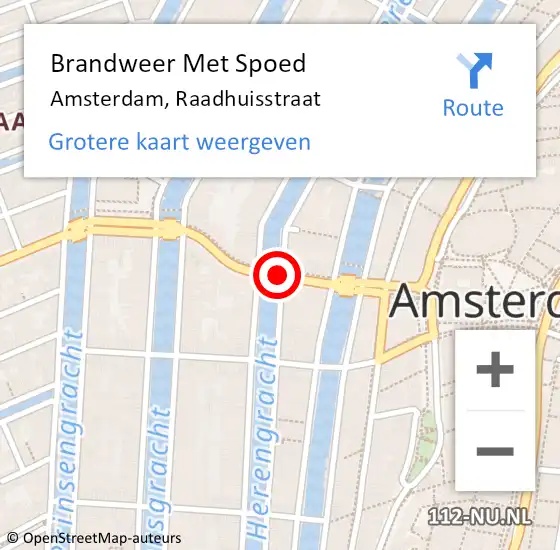 Locatie op kaart van de 112 melding: Brandweer Met Spoed Naar Amsterdam, Raadhuisstraat op 6 oktober 2017 20:18