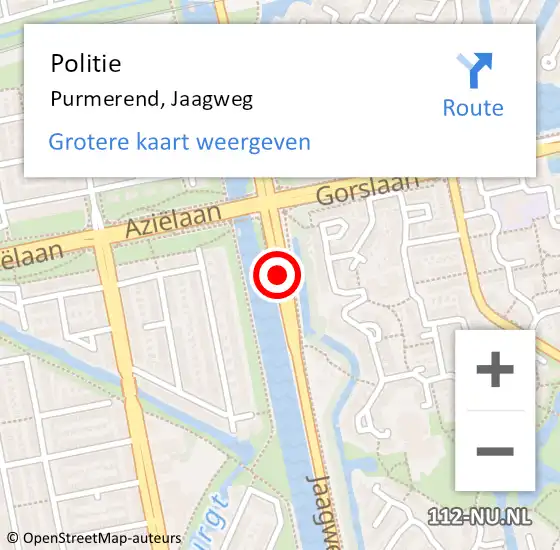 Locatie op kaart van de 112 melding: Politie Purmerend, Jaagweg op 6 oktober 2017 22:39